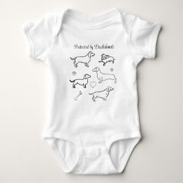 Dachshund Dogs Pets Doodle Funny Black and White Romper
