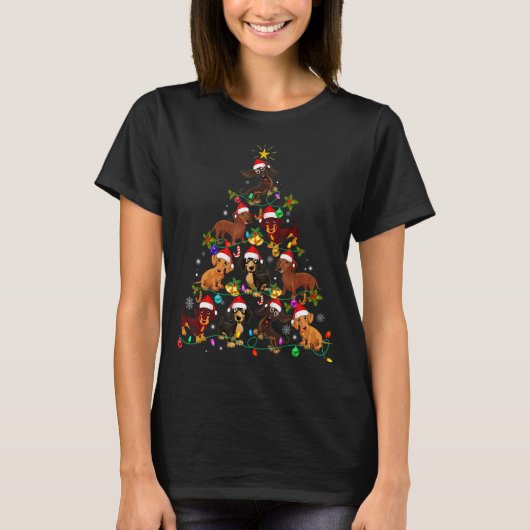 Dachshund Dogs Tree-kerstfeestjes voor gezelschaps T-shirt (Voorkant)