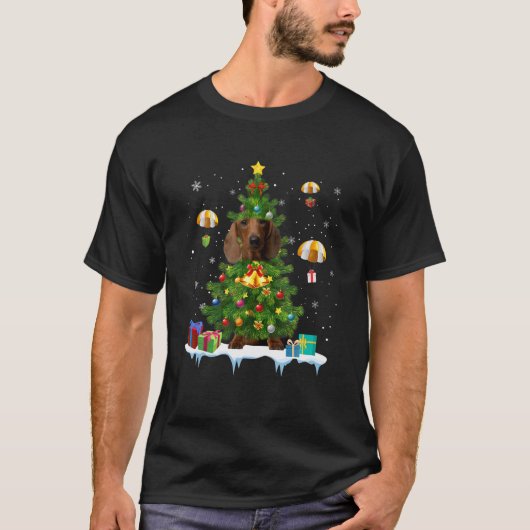 Dachshund Dogs Tree kerstSweater Xmas Giften F T-shirt (Voorkant)