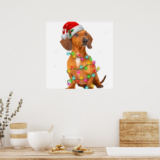 Dachshund Dogs Tree kerstSweater Xmas Giften P Poster (Keuken)