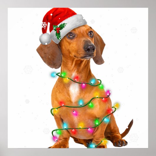 Dachshund Dogs Tree kerstSweater Xmas Giften P Poster (Voorkant)