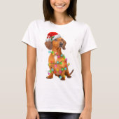 Dachshund Dogs Tree kerstSweater Xmas Giften P T-shirt (Voorkant)