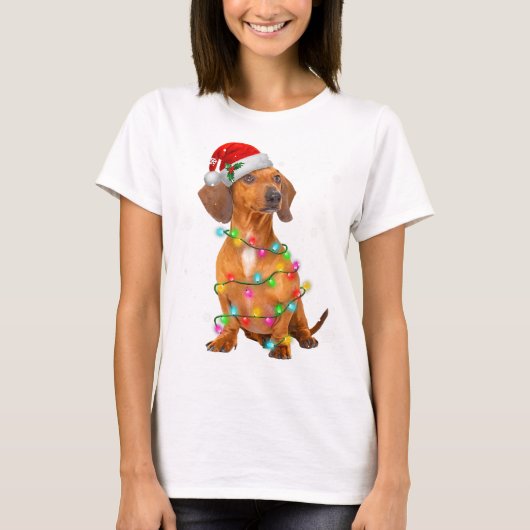 Dachshund Dogs Tree kerstSweater Xmas Giften P T-shirt (Voorkant)