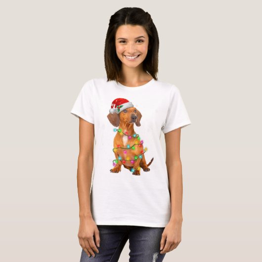 Dachshund Dogs Tree kerstSweater Xmas Giften P T-shirt (Voorkant volledig)