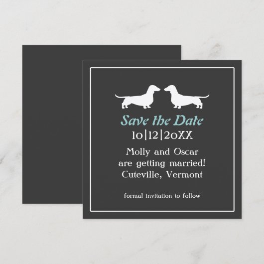 Dachshund Dogs Wedding Save the Date Invitation (Voorkant / Achterkant)