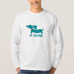 Dachshund + Dolphins NFL-kleuren T-shirt