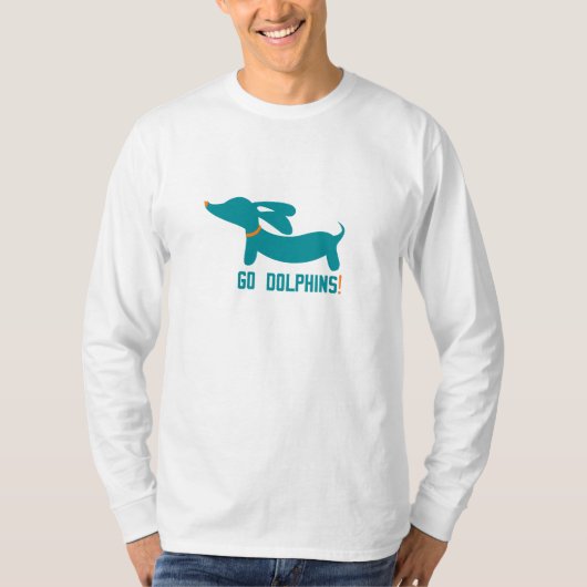 Dachshund + Dolphins NFL-kleuren T-shirt (Voorkant)