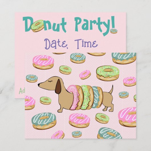 Dachshund & Donuts Feeststickers & Decoratie Kaart (Voorkant / Achterkant)