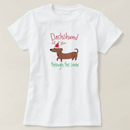 Dachshund Door de Sneeuw Basic Plus Size T-Shirt (Design voorkant)