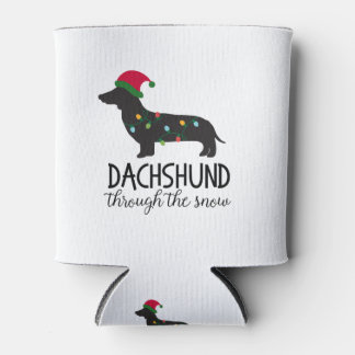 Dachshund door de sneeuw blikjeskoeler