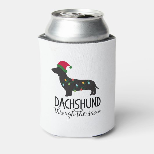 Dachshund door de sneeuw blikjeskoeler (Blikje Achterkant)