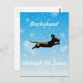 Dachshund door de sneeuw briefkaart (Voorkant / Achterkant)