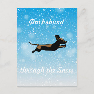 Dachshund door de sneeuw briefkaart