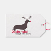 Dachshund door de sneeuw cadeaulabel (Voorkant (Horizontaal))