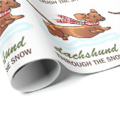 Dachshund door de sneeuw cadeaupapier (Rol Hoek)