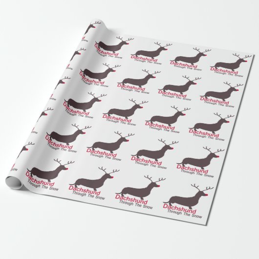 Dachshund door de sneeuw cadeaupapier (Uitgerold)