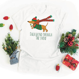 Dachshund door de Sneeuw Dames Basic T-Shirt