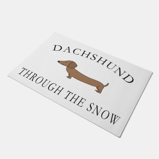 Dachshund door de sneeuw deurmat (Schuin)