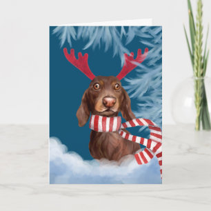 Dachshund door de Sneeuw Feestdagen Kaart