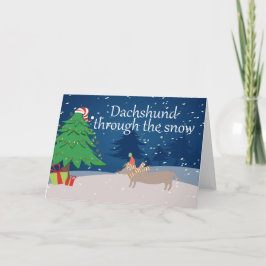 Dachshund door de Sneeuw Feestdagen Kaart