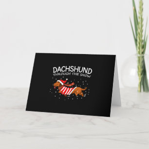 Dachshund door de sneeuw Funny Dog Kerstmis Kaart