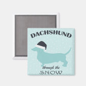 Dachshund door de sneeuw Funny Dog Kerstmis Magneet (Voorkant / Achterkant)