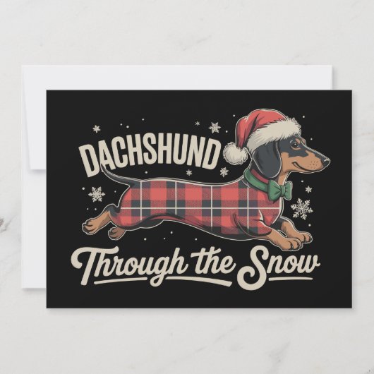 Dachshund door de sneeuw geruite kersttrui voor ho feestdagenkaart (Voorkant)