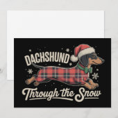 Dachshund door de sneeuw geruite kersttrui voor ho feestdagenkaart (Voorkant / Achterkant)