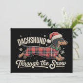 Dachshund door de sneeuw geruite kersttrui voor ho feestdagenkaart (Staand voorkant)