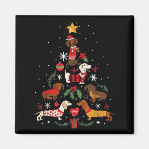 Dachshund Door De Sneeuw Grappige Hond Kerstboom Magneet