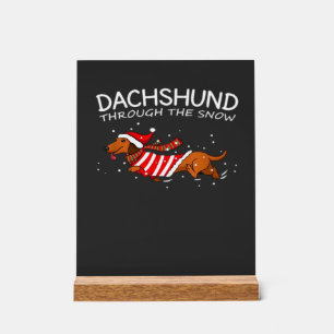 Dachshund Door De Sneeuw Grappige Hond Kerstmis Cl Acryl Bord