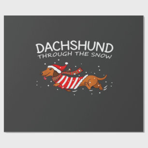 Dachshund Door De Sneeuw Grappige Hond Kerstmis Cl Cadeaupapier