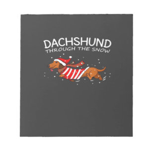 Dachshund Door De Sneeuw Grappige Hond Kerstmis Cl Notitieblok