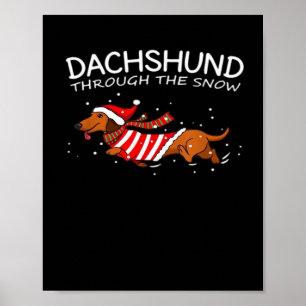 Dachshund Door De Sneeuw Grappige Hond Kerstmis Cl Poster