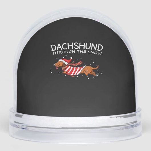 Dachshund door de sneeuw Grappige hond Kerstmis Cl Sneeuwbol (Voorkant)