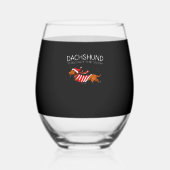 Dachshund door de sneeuw Grappige hond Kerstmis Cl Wijnglas Zonder Voet (Voorkant)