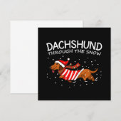 Dachshund Door de Sneeuw Grappige Hond Kerstmis Notitiekaartje (Voorkant / Achterkant)