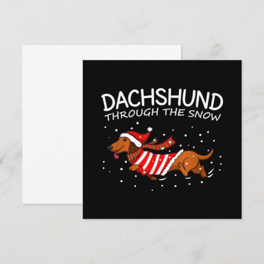 Dachshund Door de Sneeuw Grappige Hond Kerstmis Notitiekaartje (Voorkant / Achterkant)
