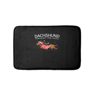 Dachshund Door De Sneeuw Grappige Hond Kerstmis T- Badmat