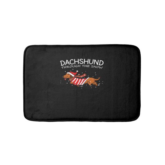 Dachshund Door De Sneeuw Grappige Hond Kerstmis T- Badmat (Voorkant)