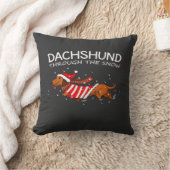 Dachshund Door De Sneeuw Grappige Hond Kerstmis T- Kussen (Deken)