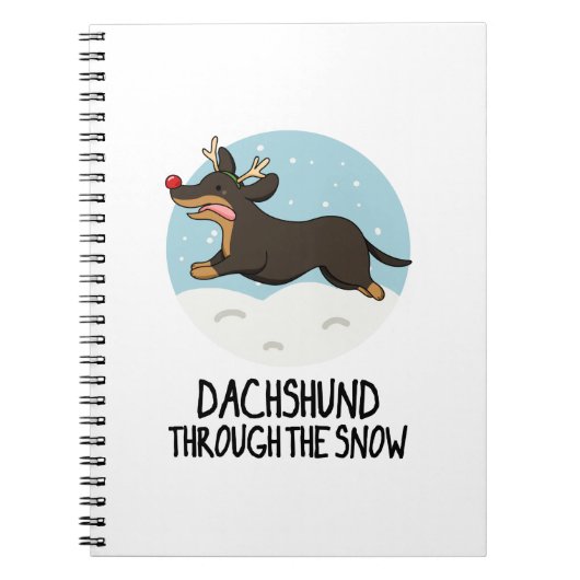 Dachshund Door De Sneeuw Grappige Kerst Grappen  Notitieboek (Voorkant)