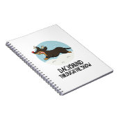 Dachshund Door De Sneeuw Grappige Kerst Punt  Notitieboek (Rechterzijde)