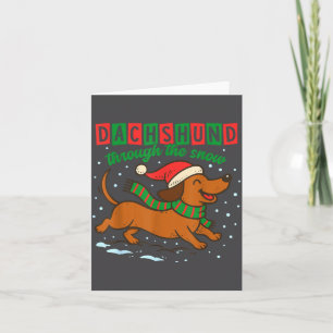 Dachshund Door De Sneeuw Grappige Kerst Wiener Kaart