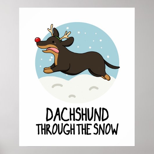 Dachshund door de sneeuw grappige kerst woordspeli poster (Voorkant)