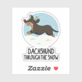 Dachshund door de sneeuw grappige kerst woordspeli sticker (Vel)