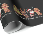 Dachshund Door de Sneeuw Grappige Kersthonden Cadeaupapier (Rol Hoek)