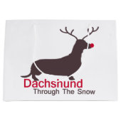 Dachshund door de sneeuw groot cadeauzakje (Voorkant)