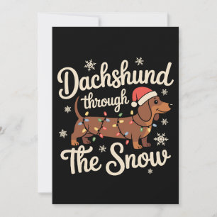 Dachshund Door De Sneeuw Hond Kerst Verlichting Kaart
