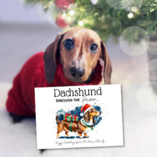 Dachshund Door de Sneeuw Kaart